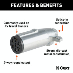CURT 58160 7-Way Round Connector Plug (Trailer Side)