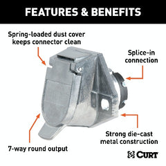 CURT 58170 7-Way Round Connector Socket (Vehicle Side)