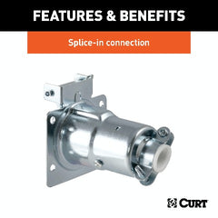 CURT 58220 7-Way RV Blade Connector Socket (Vehicle Side, Diecast Metal)