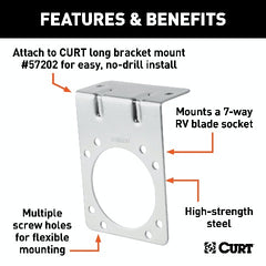 CURT 58231 Connector Mounting Bracket for 7-Way RV Blade (Zinc, Packaged)