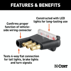 CURT 58261 4-Way Flat Connector Tester (Packaged)