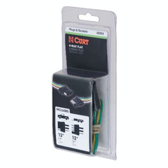 CURT 58304 4-Way Flat Connector Plug and Socket with 12 Wires Each (Packaged)