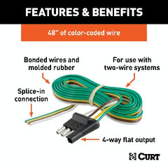 CURT 58348 4-Way Flat Connector Plug with 48 Wires (Trailer Side, Packaged)