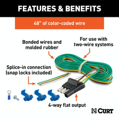 CURT 58349 4-Way Flat Connector Plug with 48 Wires and Hardware (Trailer Side, Packaged)