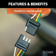 CURT 58380 4-Way Flat Connector Plug and Socket with 12 Wires