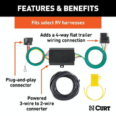 CURT 58920 Custom Towed-Vehicle RV Wiring Harness Add-On