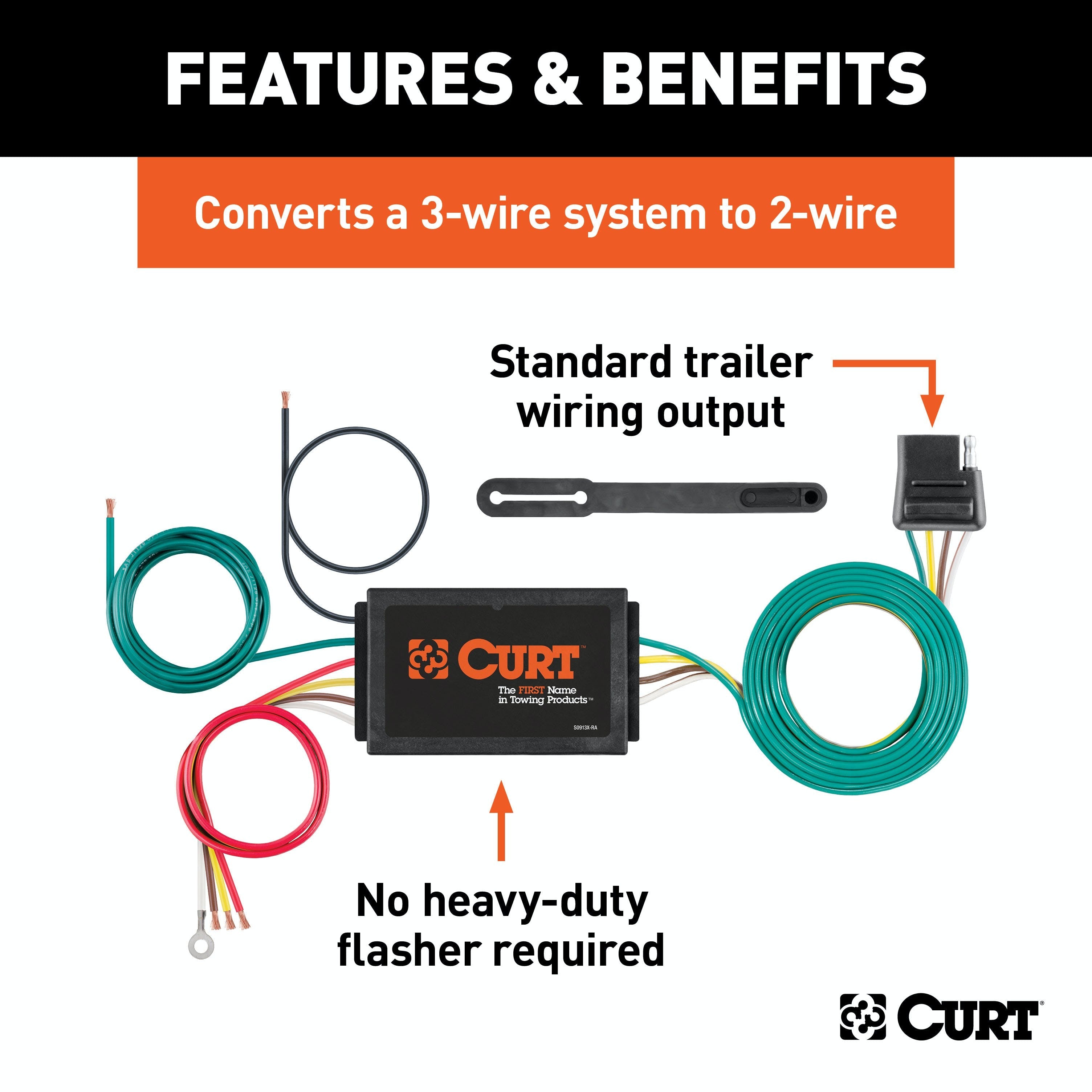 CURT 59187 Powered 3-to-2-Wire Taillight Converter