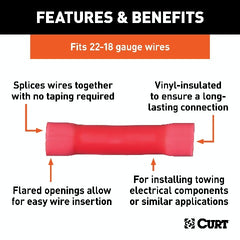 CURT 59421 Butt Connectors (22-18 Wire Gauge, 100-Pack)