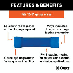 CURT 59422 Butt Connectors (16-14 Wire Gauge, 100-Pack)