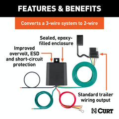 CURT 59496 Powered 3-to-2-Wire Taillight Converter