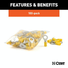 CURT 59556 Ring Terminals (12-10 Wire Gauge, 5/16 Stud Size, 100-Pack)