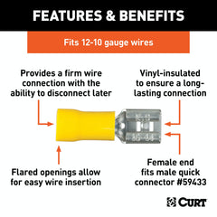 CURT 59593 Female Quick Connectors (12-10 Wire Gauge, 100-Pack)