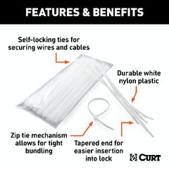 CURT 59728 7-1/4 Plastic Zip Wire Ties (100-Pack)