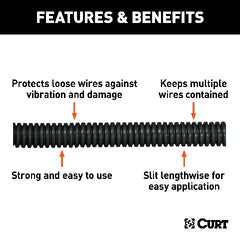 CURT 59825 3/8 x 25' Convoluted Slit Loom Tubing (Packaged)