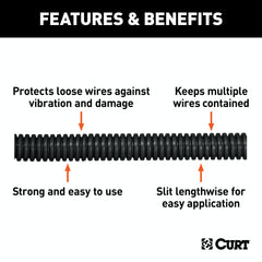 CURT 59825 3/8 x 25' Convoluted Slit Loom Tubing (Packaged)