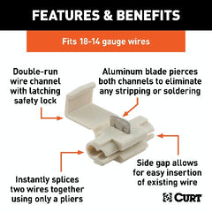 CURT 59906 Snap Lock Double-Run Tap Connectors (18-14 Wire Gauge, 100-Pack)