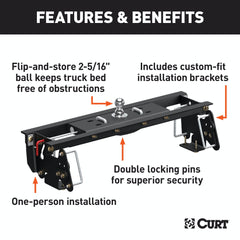 CURT 60682 Double Lock EZr Gooseneck Hitch Kit with Brackets, Select Dodge, Ram 2500, 3500