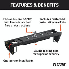 DISCONTINUED - CURT 60687 Double Lock EZr Gooseneck Hitch Kit with Brackets, Select Silverado, Sierra