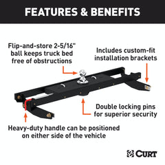 CURT 60710 Double Lock Gooseneck Hitch Kit w/ Brackets, Select Silverado, Sierra 2500, 3500