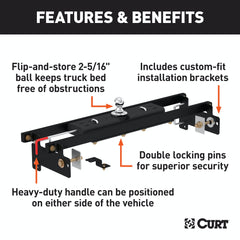 CURT 60711 Double Lock Gooseneck Hitch Kit with Brackets, Select Silverado, Sierra 1500