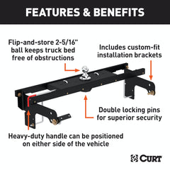 CURT 60712 Double Lock Gooseneck Hitch Kit with Brackets, Select Silverado, Sierra