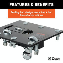 CURT 61052 Over-Bed Folding Ball Gooseneck Hitch