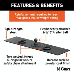 CURT 65500 Over-Bed Flat Plate Gooseneck Hitch