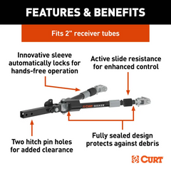 CURT 70012 Seeker Steel RV Tow Bar (10000 lbs. 2 in. Shank)