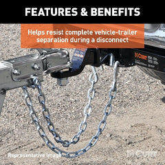 CURT 80011 48 Safety Chain with 2 S-Hooks (2,000 lbs, Clear Zinc, Packaged)