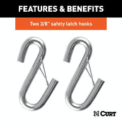 CURT 80136 43-7/8 Safety Cables with 2 Snap Hooks (3,500 lbs, Vinyl-Coated, 2-Pack)