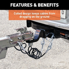 CURT 80176 44 Safety Cables with 2 Snap Hooks (7,500 lbs, Vinyl-Coated, 2-Pack)