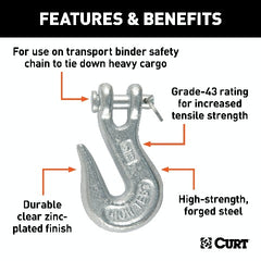 CURT 81340 5/16 Clevis Grab Hook (3,900 lbs, 7/16 Pin)