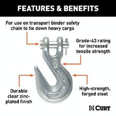 CURT 81350 3/8 Clevis Grab Hook (5,400 lbs, 1/2 Pin)