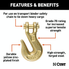 CURT 81438 3/8 Clevis Grab Hook (6,600 lbs, 1/2 Pin)