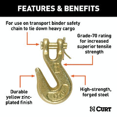 CURT 81502 1/4 Clevis Grab Hook (3,150 lbs, 3/8 Pin)