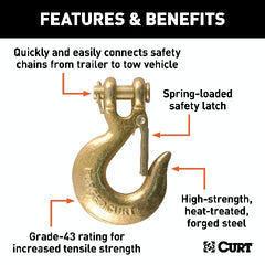 CURT 81550 5/16 Safety Latch Clevis Hook (14,000 lbs, 5/16 Pin)