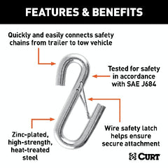CURT 81820 Certified 7/16 Safety Latch S-Hook (5,000 lbs.)