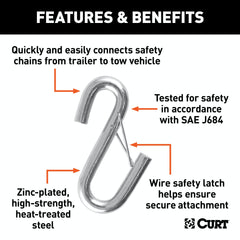 CURT 81840 Certified 13/32 Safety Latch S-Hook (3,500 lbs.)