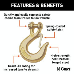 CURT 81900 1/4 Safety Latch Clevis Hook (7,800 lbs, 1/4 Pin)