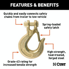 CURT 81910 1/2 Safety Latch Clevis Hook (35,000 lbs, 1/2 Pin)