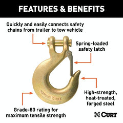 CURT 81920 5/8 Safety Latch Clevis Hook (65,000 lbs, 5/8 Pin)