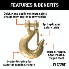 CURT 81950 5/16 Safety Latch Clevis Hook (18,000 lbs, 5/16 Pin)
