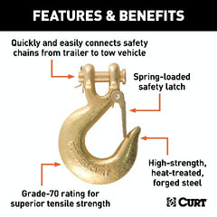 CURT 81960 3/8 Safety Latch Clevis Hook (24,000 lbs, 3/8 Pin)