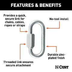 CURT 82611 1/4 Quick Link (4,400 lbs. Breaking Strength, Packaged)