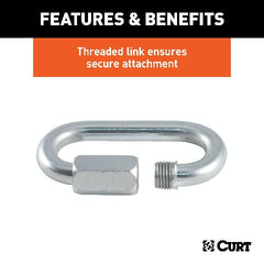 CURT 82611 1/4 Quick Link (4,400 lbs. Breaking Strength, Packaged)