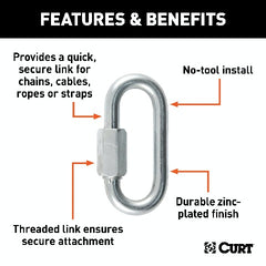 CURT 82901 5/16 Quick Link (8,800 lbs. Breaking Strength, Packaged)