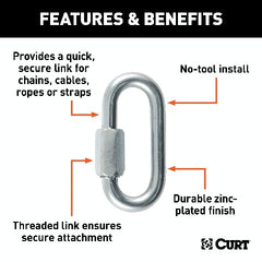 CURT 82933 3/8 Quick Link (11,000 lbs. Breaking Strength, Packaged)