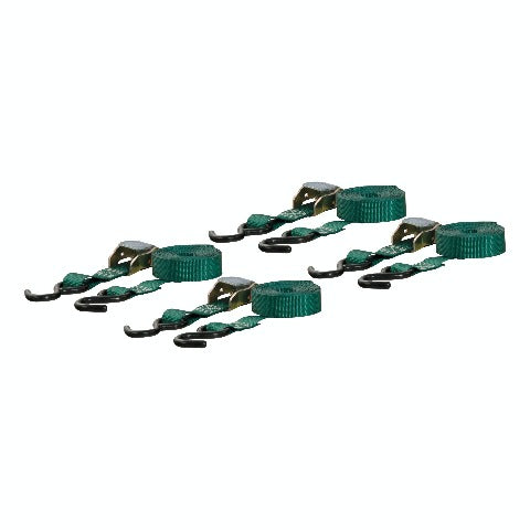 CURT 83016 16' Dark Green Cargo Straps with S-Hooks (300 lbs, 4-Pack)
