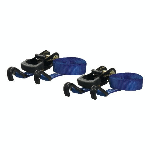 CURT 83020 16' Blue Cargo Straps with J-Hooks (733 lbs, 2-Pack)