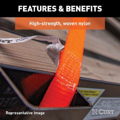 CURT 83047 27' Yellow Cargo Strap with J-Hooks (3,333 lbs.)